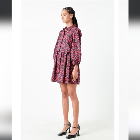NWT English Factory Floral Shirt Mini Dress - Picture 3 of 7